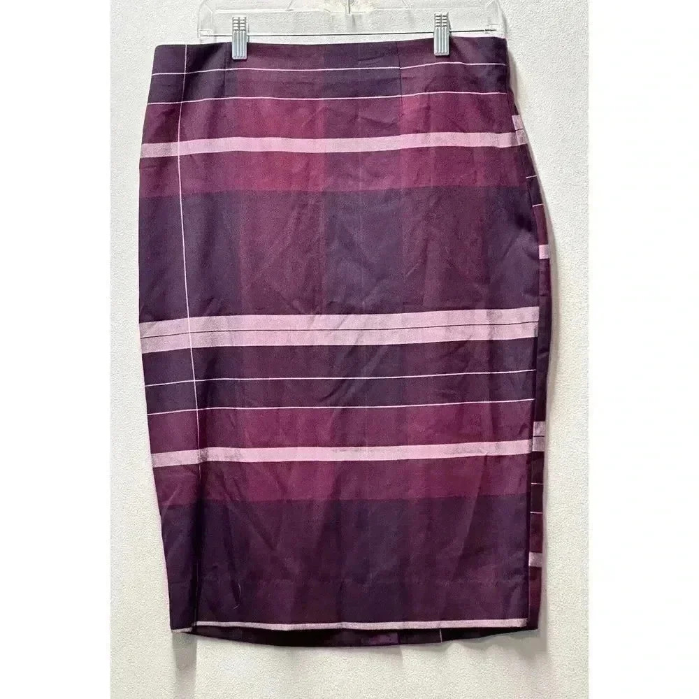 NWT 7th Avenue Design Studio New York & Company Purple Striped Pencil Skirt $59‎